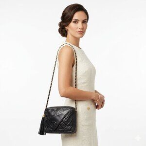 CHANEL Camera Bag Black Leather Lambskin Quilted Chain Shoulder Vintage Series 0